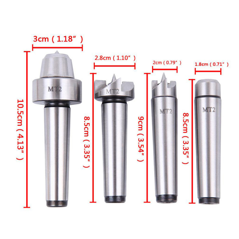 4PCS MT1 MT2 Wood Lathe Center Set Wooden Case For Metalworking Drive Spur Cup MT1 Arbor Wood Wood Lathe Live Center