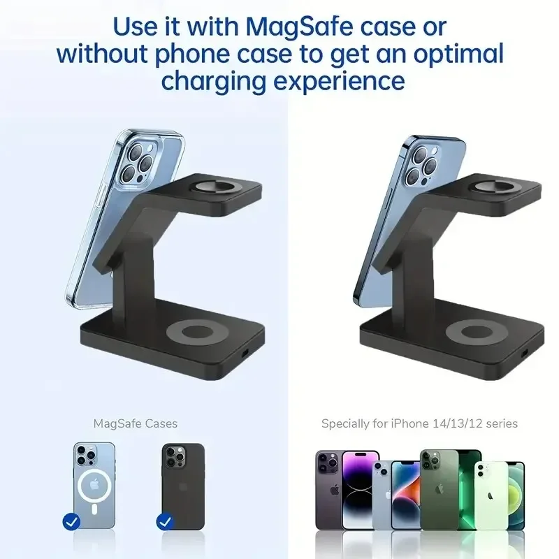 3 In 1 Magnetic Wireless Charger Stand for iPhone 15 14 13 12 Pro Max Apple Watch 1-8 AirPods Fast Charging Station Dock