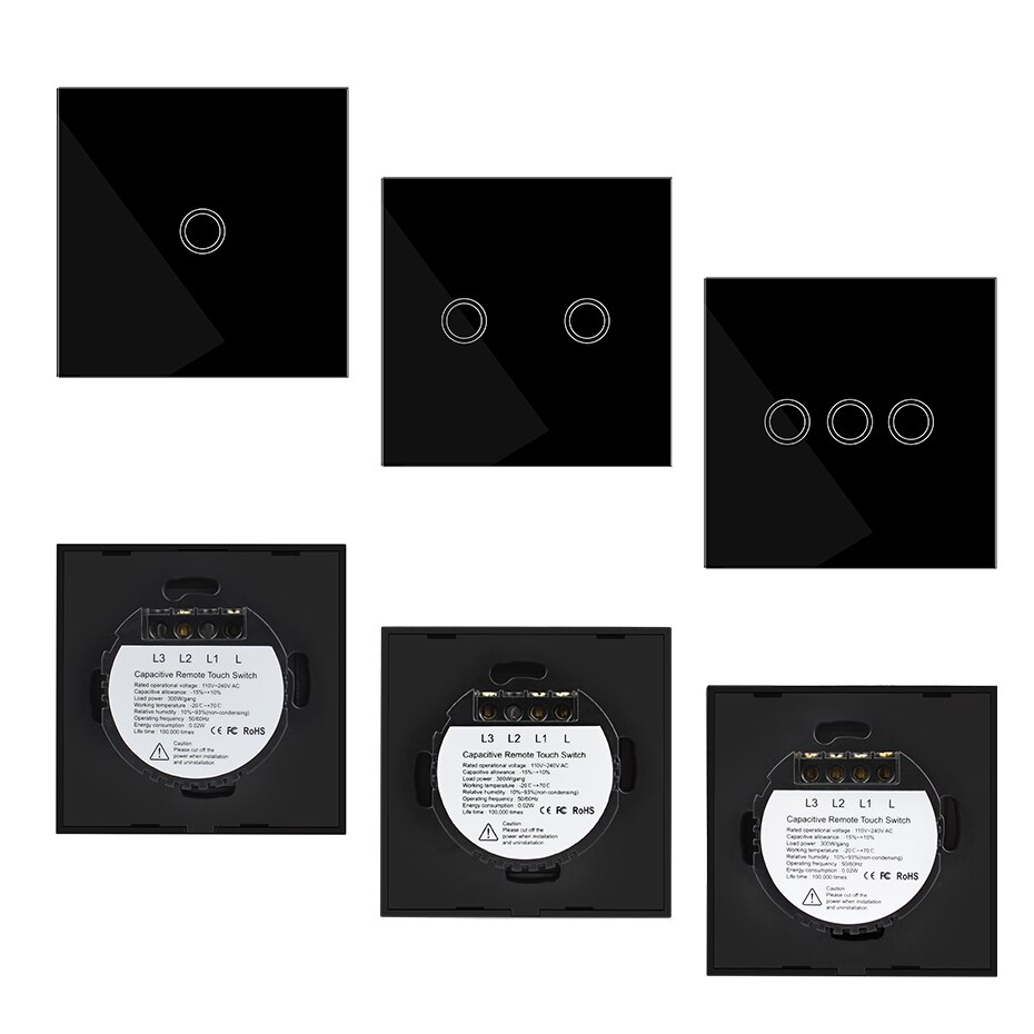 Light Switch for LED Light Touch Screen Wall Light Switch Recessed 220V EU UK Standard Crystal Glass Touch Panel Control Switch