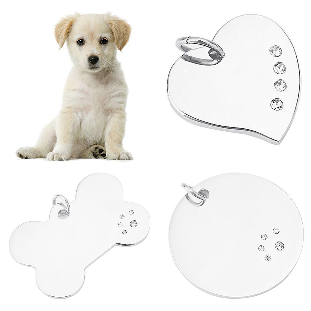 Coeur os forme chien Tag gravé ID nom collier pendentif plaque collier décoration