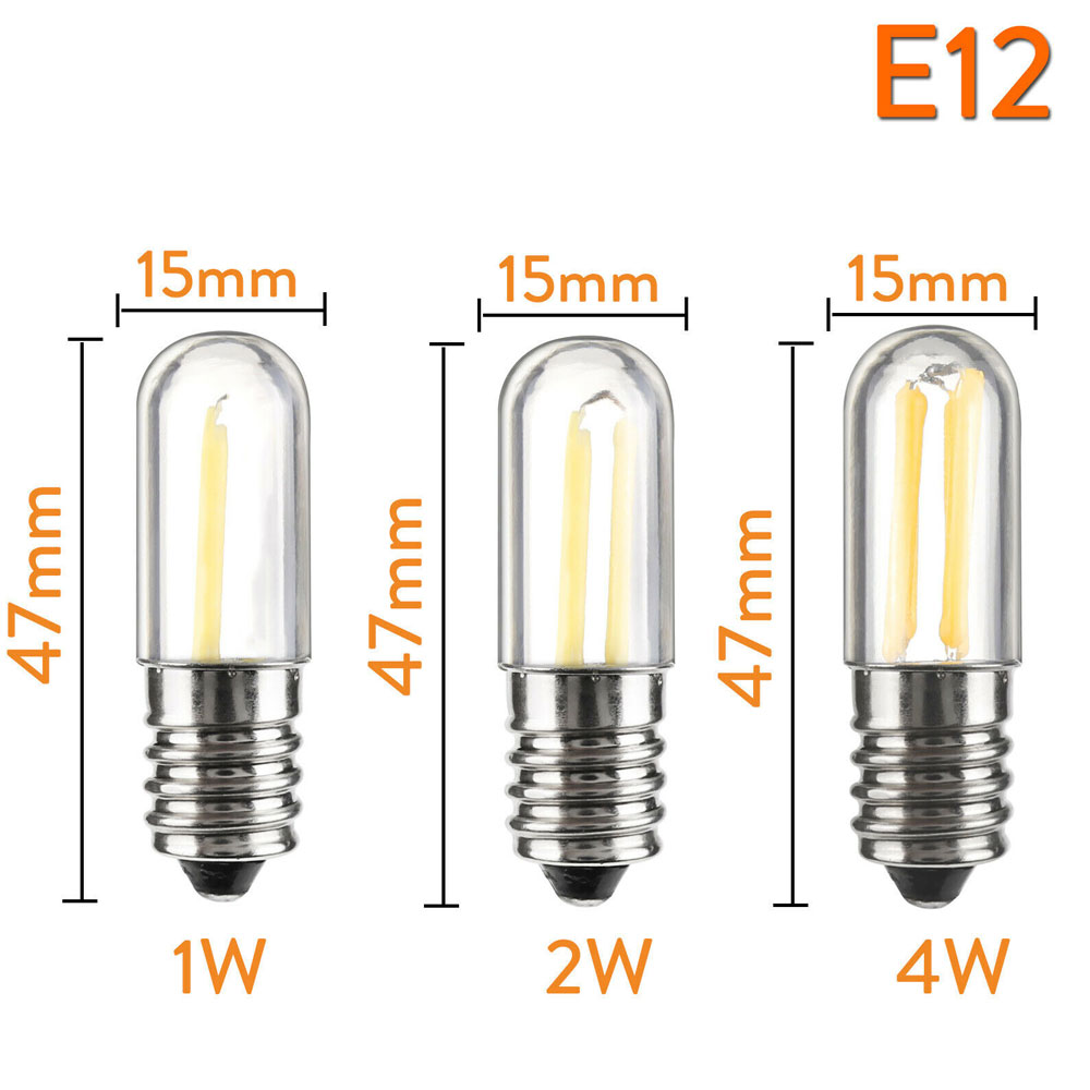 mini  e14 e12 ledet kjøleskap/fryser glødelampe kolbe dimbare pærer 1w 2w 4w lampe kald/varm hvit 110v 220v