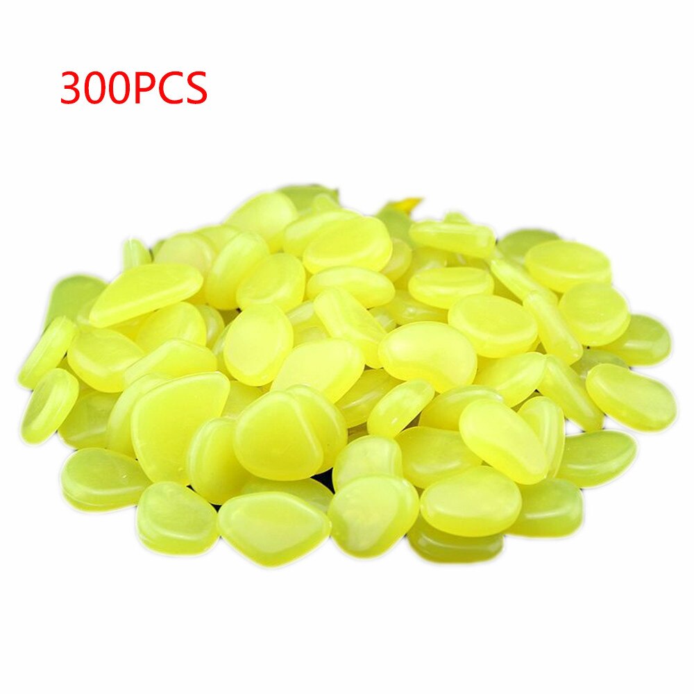 300PCS Luminous Artificial Pebbles Glow In Dark Stone Home Garden Decoration Fluorescent Artificial Stone for Aquarium Fish AD: B