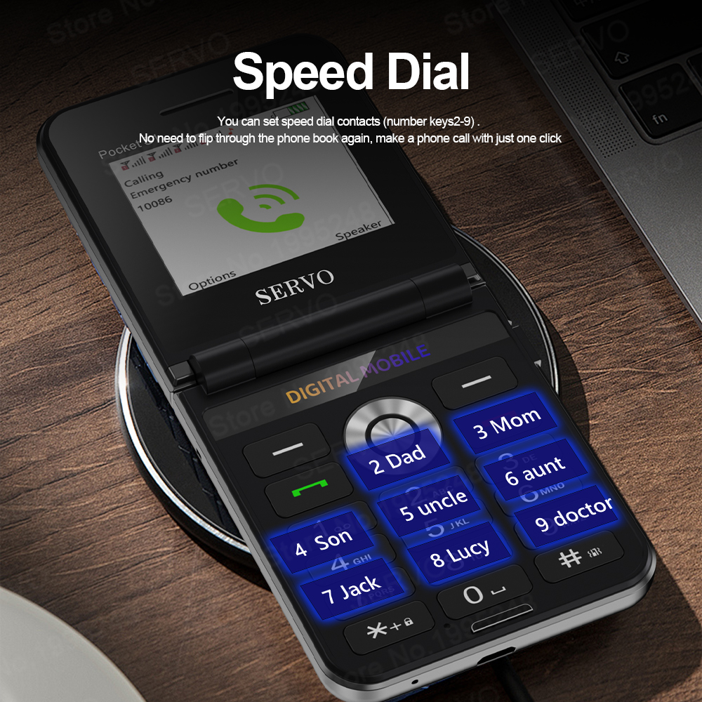 Nowy składany telefon komórkowy SERVO kieszeń S1 z 4 SIM w trybie gotowości Nagrywanie rozmów MP4 Odtwarzacz prędkości Magiczny głos 2G senior Składany telefon komórkowy