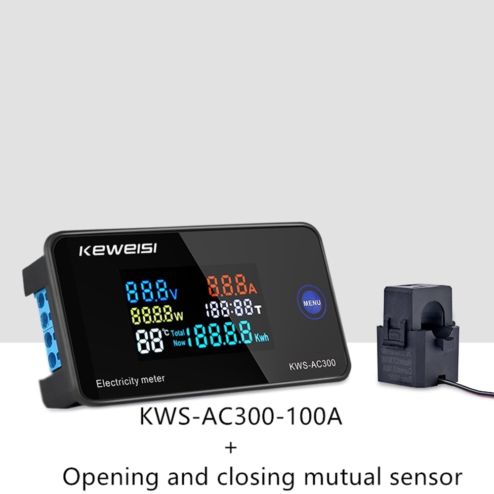 Voltmètre numérique kws -ac300, compteur d'énergie à  ac 50-300v led, wattmètre ca, compteur électrique avec fonction de réinitialisation, 0-100a 40%  off