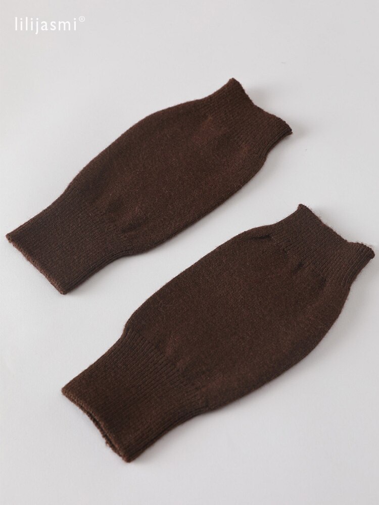 Verkoop Echt Fijne Schapen Wol Gezellige Mitt Blootgesteld Vinger Vrouwen Winter Herfst Gebreide Vingerloze Werkhandschoenen Pols Wanten Driver