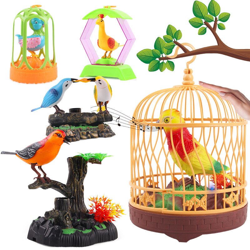 Simulation voice control pet bird toy electric induction parrot electric voice control children&#39;s toy with light for kids