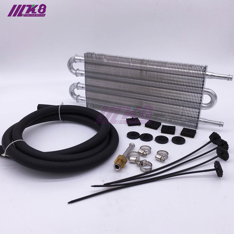 Oil Cooler Aluminum Transmission Oil Cooler Automatic Stacked Plate Oil Cooler Radiator 4 6 8 12 13Row 15Row 22Row: 4-Row Silver