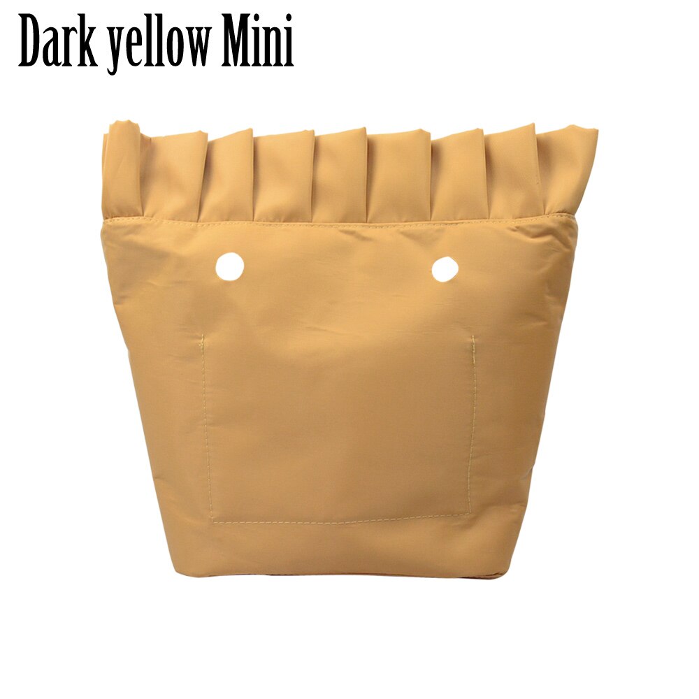 Tanqu Frill Pleat Soild Fabric Waterproof Inner Lining Insert Zipper Pocket for Classic Mini Obag Inner Pocket for O Bag: dark yellow mini