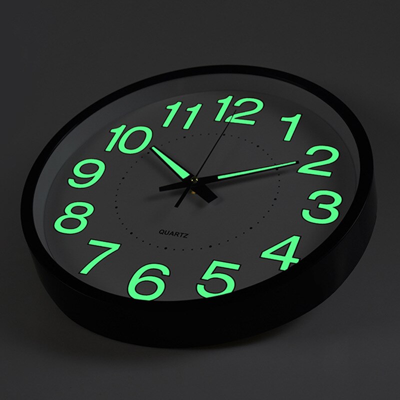 Decorative Wall Clock Luminous Glow In Dark Quartz Plastic Watch Home Decor Mute Living Room Digital Wall Clocks