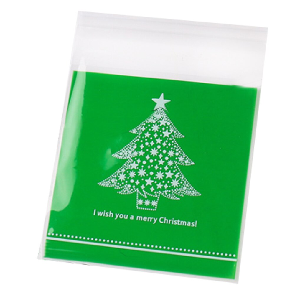 100Pcs Xmas Self-adhesive Cookie Packaging Plastic Bags Christmas Cellophane Party Bags Candy Bag Festival Party Favor: 5C