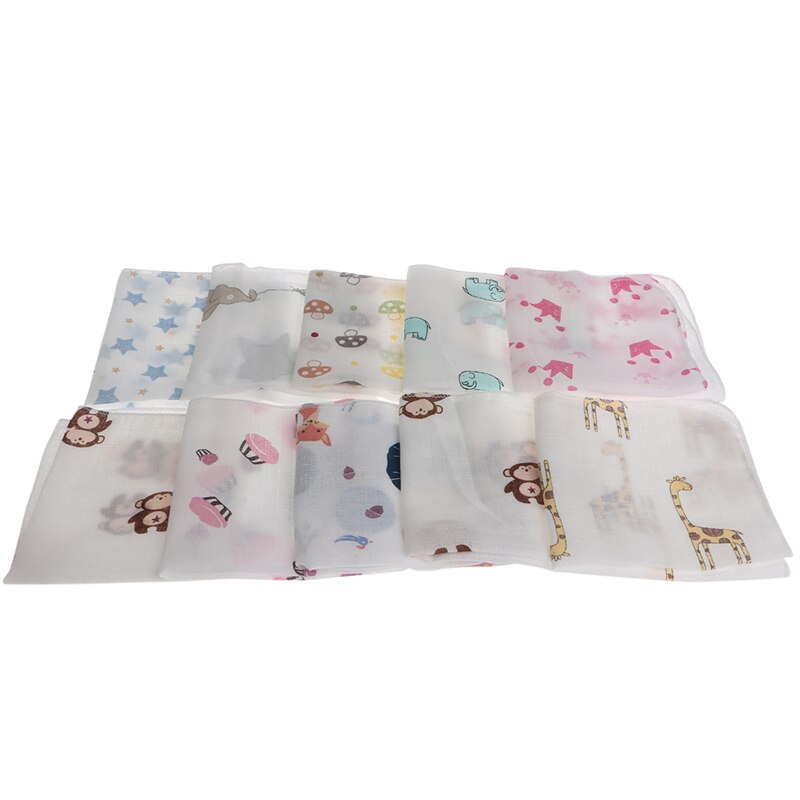 10Pcs Baby Baby Handdoek 28*28Cm Mousseline Handdoek Zakdoeken Twee Lagen Veeg Handdoek