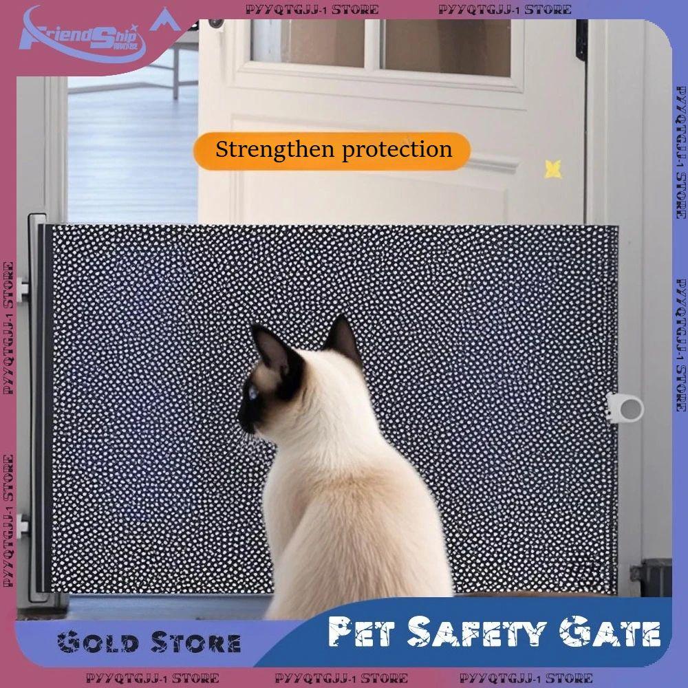 Retractable Dog Gate Mesh Safety Barrier for Indoor Use No Drilling Pet Isolation Fence for Small Dogs Doorway Hallway Stairs