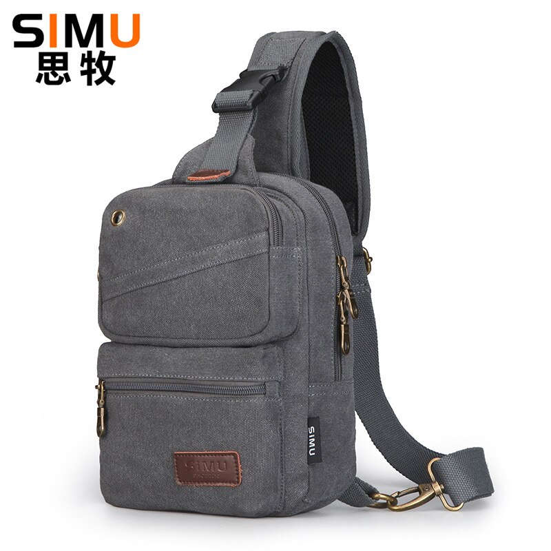 Hoge Capaciteit Borst Tas Voor Mannen Mannelijke Canvas Sling Bag Casual Crossbody Tas Voor Korte Reis Man Schoudertas: gray