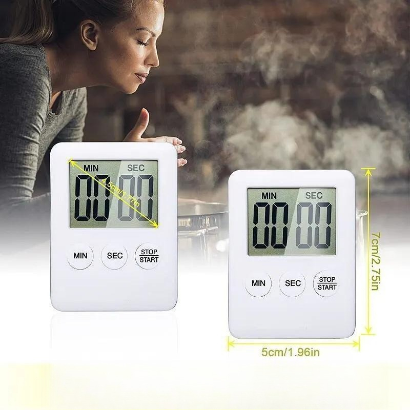 Kitchen Timer Magnetic Cooking Digital LED Display Loud Alarm Minute Second Count Up Countdown Countup Boiling Eggs Timer