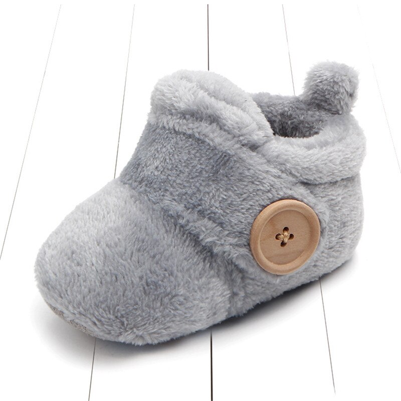 Baby Girls Boys Shoes Lovely Warm Toddler First Walkers Infant Shoes Soft Slippers Cute Shoes Winter Non-Slip Baby Warm Shoes: Gray / 7-12 Months
