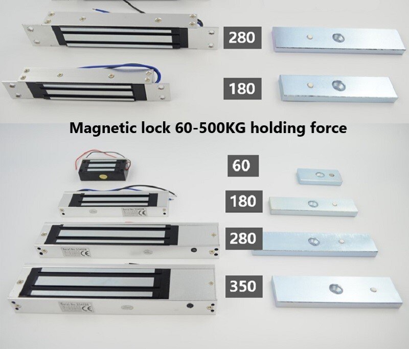 12V 24V 280kg Holding Force Magnetic Lock Single Double Door Surface Mounted Lock Concealed Waterproof Time Delay Solenoid Latch