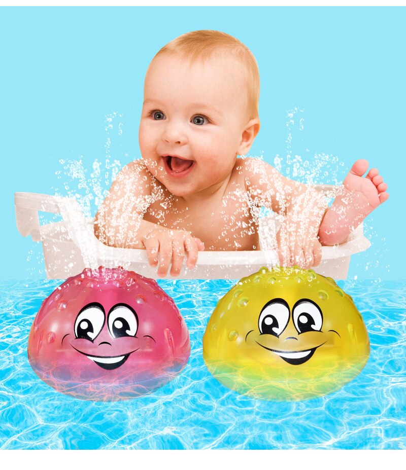 Novelty funny baby child electric induction waterball light music Smiley face baby bathroom water bath toy