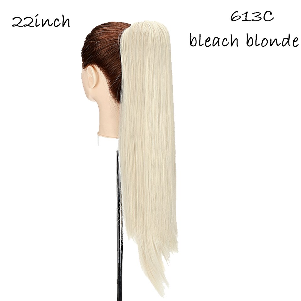 HAIRRO-extensiones de cabello sintético para mujer, extensión de cola de caballo con Clip, 22 pulgadas: bleach blonde