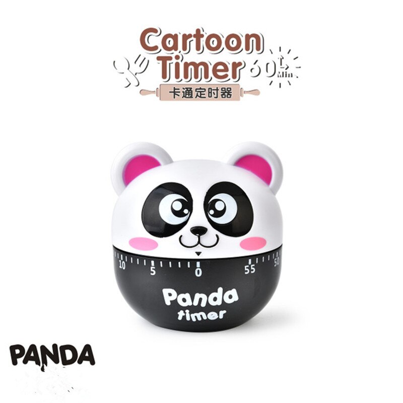 Lovely Panda Timer Cartoon 60 Minutes Countdown Alarm Timer Cooking Dial Timers Counter Reminder Kitchen Accessories: Red