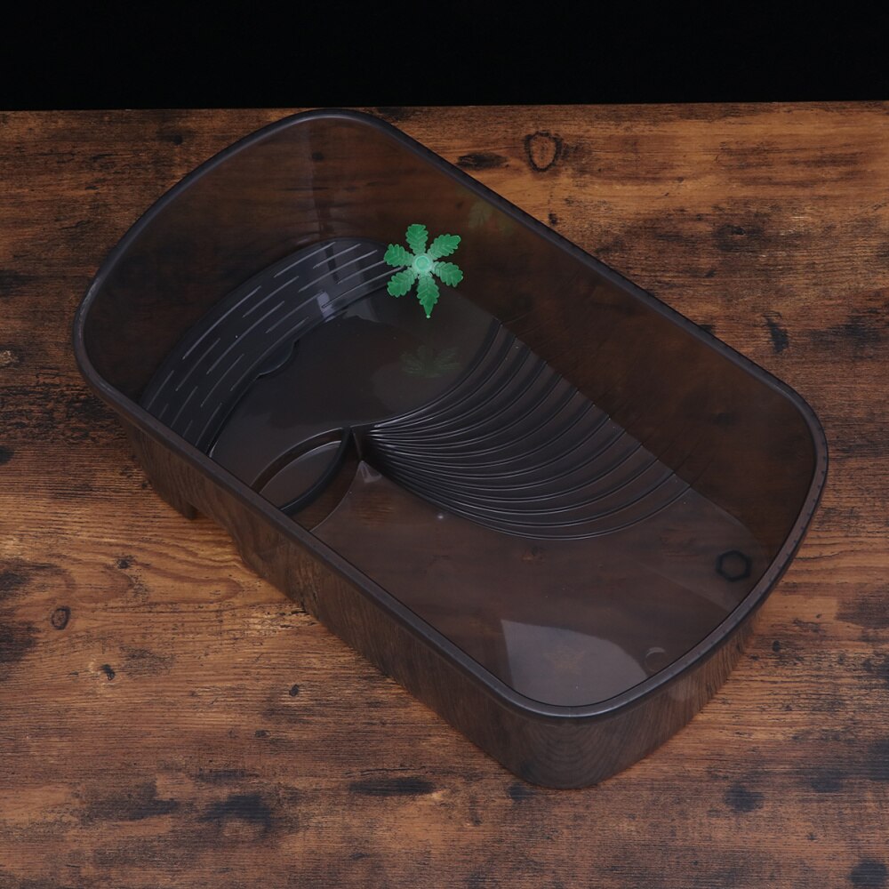 Reptiles Amphibians Habitat Terrarium Vivarium Tank Breeding Box with Coconut Tree for Terrapin Tortoise Turtle Lizard