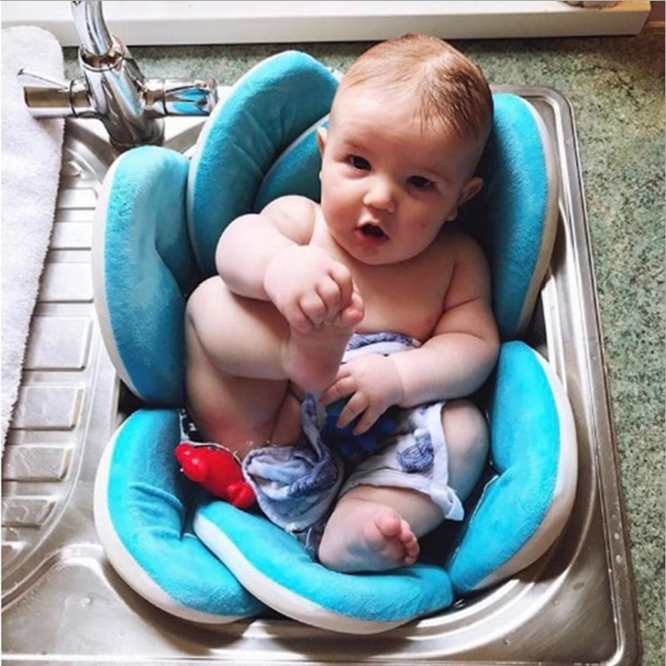 Newborn Baby Bathtub Foldable Blooming Bath Flower Bath Tub for Baby Blooming Sink Bath For Baby Play Bath Sunflower Cush