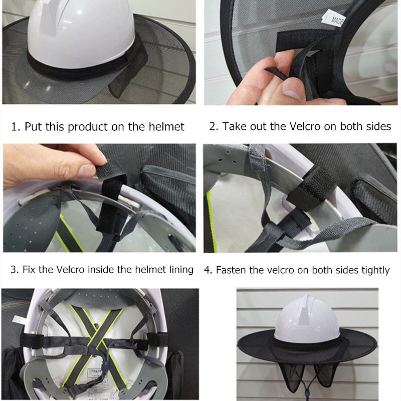 Casque de Protection accessoires ombre Protection solaire travail homme chantier extérieur Occlude Anti-UV noir bord rond respirant sécurité