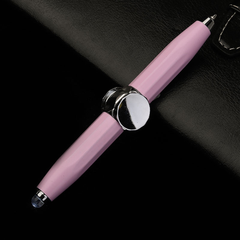 Led Fingertip Spinning Pen Fidget Anxiety Decompression Gyro Metal Ballpoint Gyroscope Pen Writing Pens school For Kids Adults: Rose