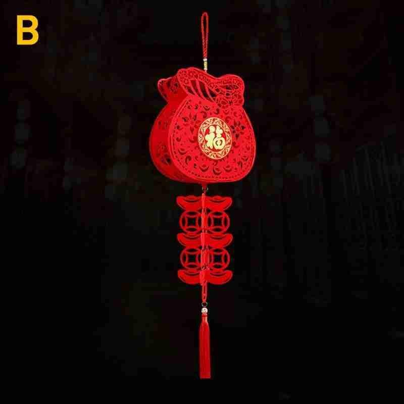 Waterproof Red Paper Lantern Home Decor Three-dimensional Lantern Pendant For Chinese Year Spring Festival Celebration: B