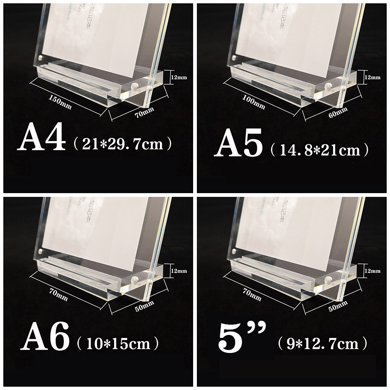 Cadre d'affichage de bureau en acrylique, cadre Photo Transparent, présentoir d'affiches, cartes postales, certificats, étiquettes de prix, cadre d'affichage