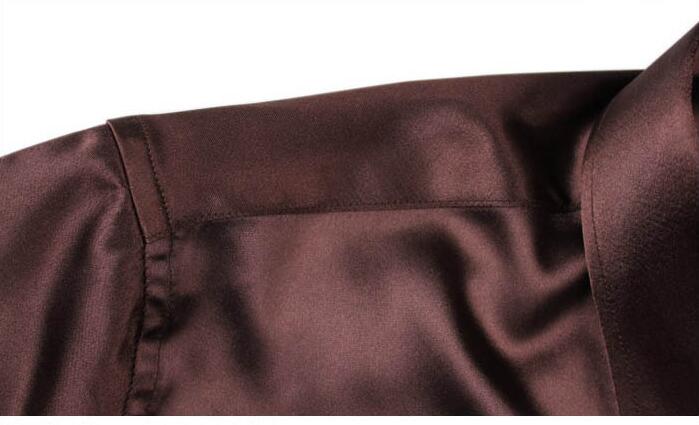 Jurk Shirts Mannen Zijde Shirt Tuxedo Shirts Plus Size: s-XXXXXL Koreaanse Mannen Bruin Shirt Slim Fit Shirts