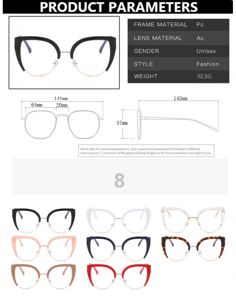 Gafas de medio Marco de ojo de gato de , montura de gran tamaño, antiluz azul, tendencia Retro, 2023, novedad de 2023