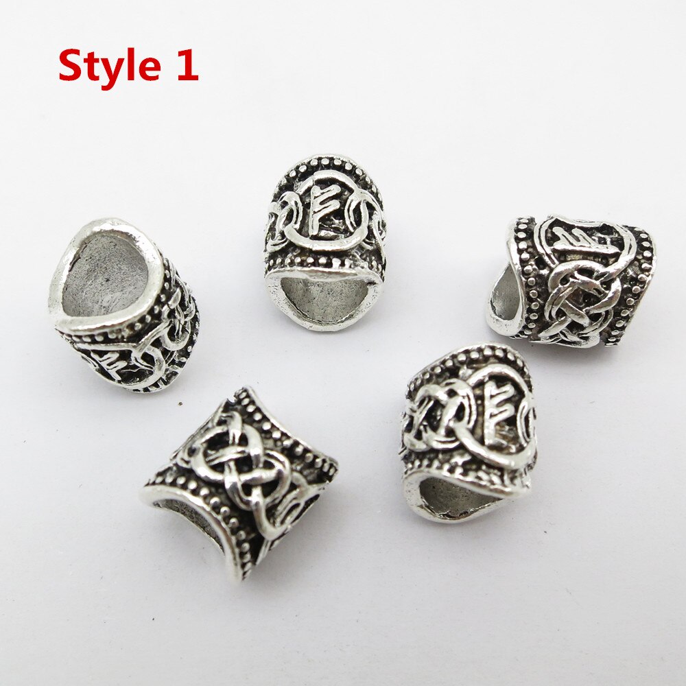 24Pcs/5Pcs Viking Rune Haar Vlecht Dread Dreadlock Baard Kralen Ringen Buizen Voor Mannen Vrouwen Haar Accessoires: 5pcs Style 1