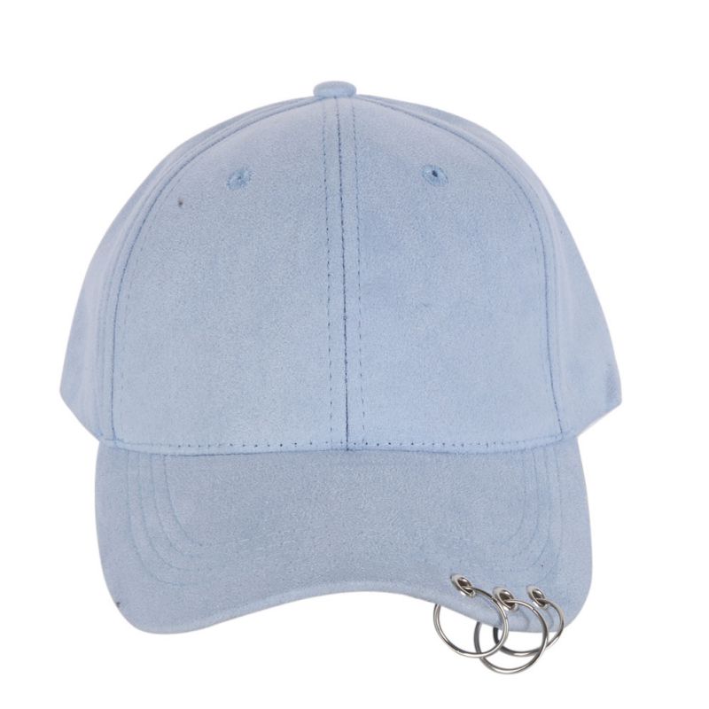 Unisex Casual Solid Verstelbare Baseball Caps Snapback hoeden voor mannen baseball cap vrouwen witte baseball cap hoed met Ringen: Sky Blue