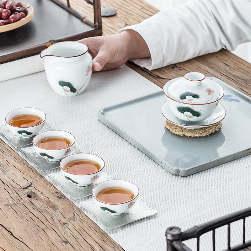 Hand-painted Gaiwan China Porcelain Ceramic Teacup Tea Bowl Kung Fu Tea Set Accessories Hand-held Pot