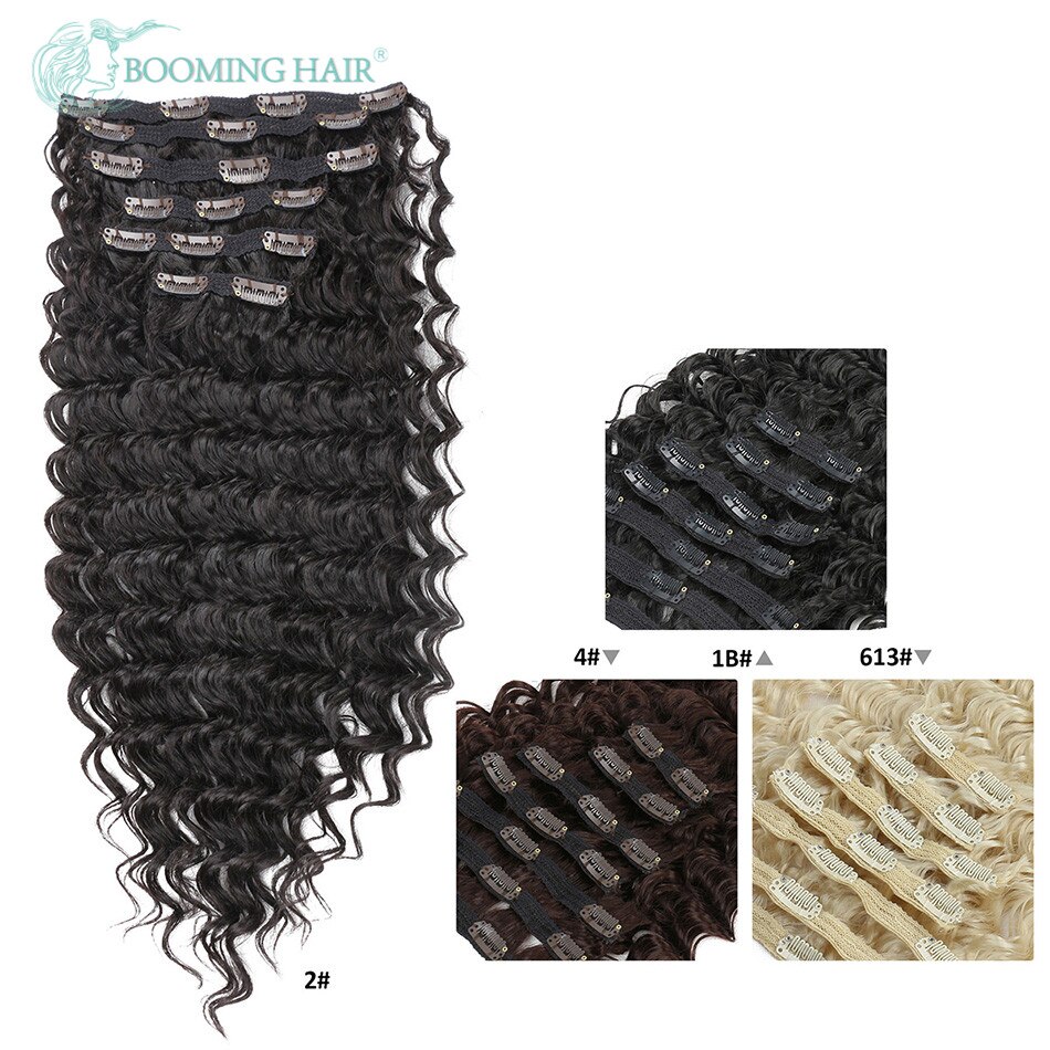 BOOMENDEN HAAR Clips in Haar Verlängerung Tiefe Welle 24 Zoll Synthetische Haar Verlängerung 20 Clips auf 140G Haarteil: #2