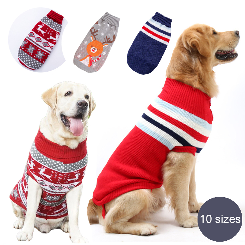 Chandails à rayures pour chiens, tricot d'hiver pour animaux de compagnie, pour chiens de taille moyenne et grande, vêtements de noël pour grands chiens, pulls Labrador, Costume