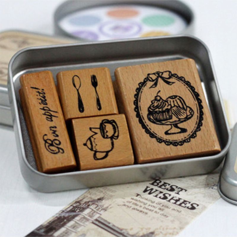 Barn barn håndlagde leker vintage stempel bokstaver håndkle fugl sommerfugl nøkkel krone mønstre scrapbooking skrivesaker stempler