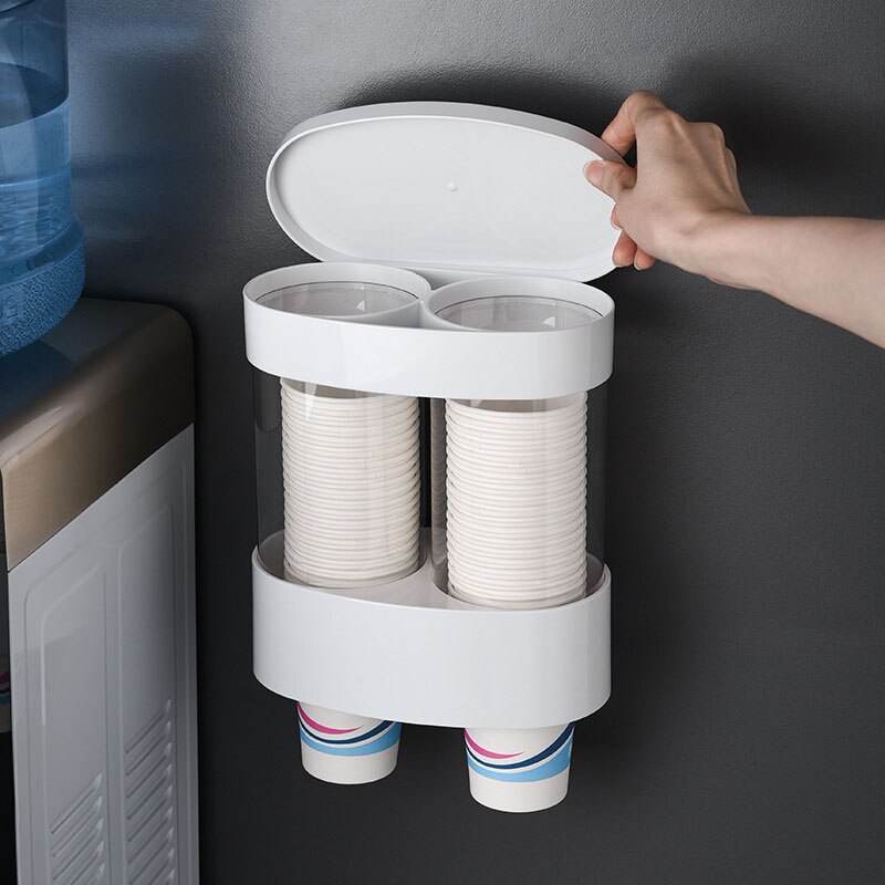 Wall Mounted Cup Holder Disposable Cup Dispenser Paper Cup Holder Plastic Cups Contanier for Shop Restaurant Hotel Storage Rack