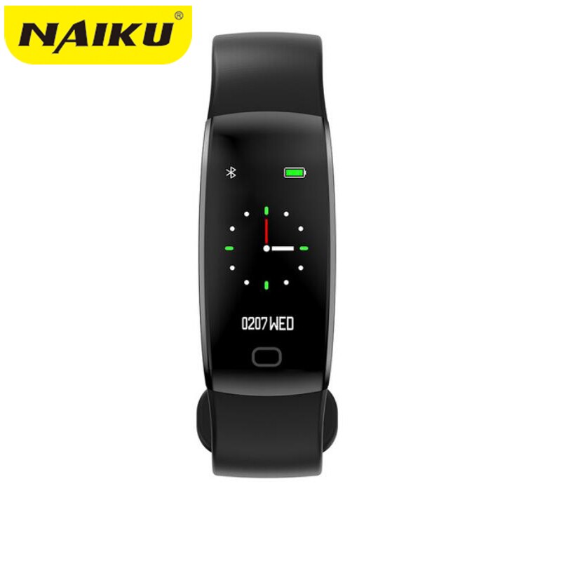 Reloj inteligente pk ID107 pk IP68 de hombre con pantalla a Color, resistente al agua, control del ritmo cardíaco y de la presión sanguínea para Android e IOS: Black