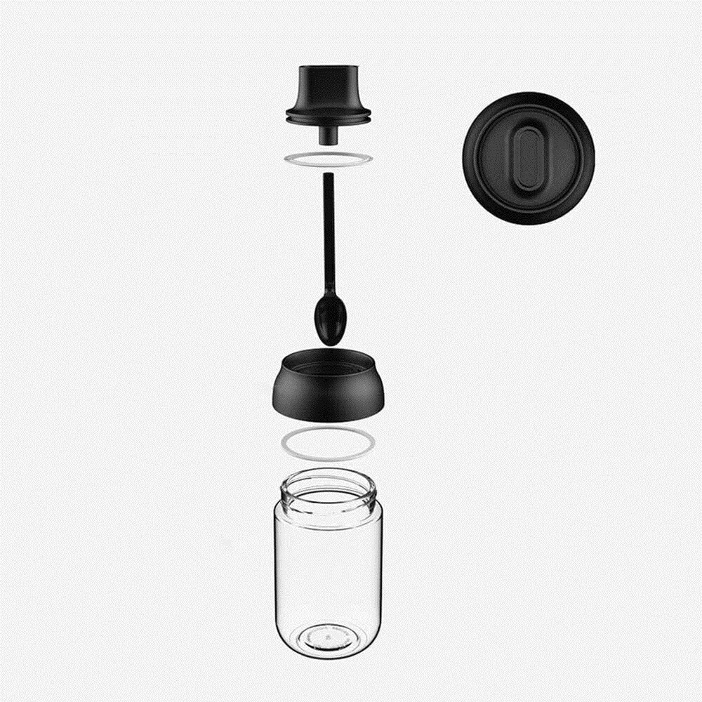 3 st kryddflaskor set glaskryddor förvaringsbehållare kryddkruka kryddburk med sked honungskruka oljeborsteflaska