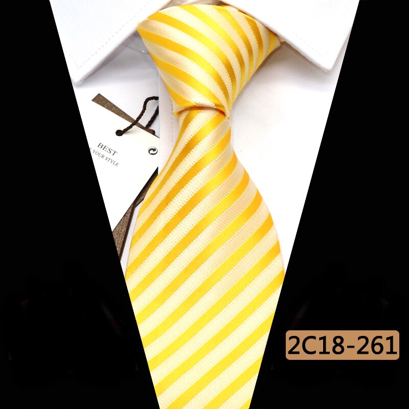 Yishline mænd slips 16 farve stribet business slips herre slips 8cm jacquard bryllup corbatas til hombre tilbehør