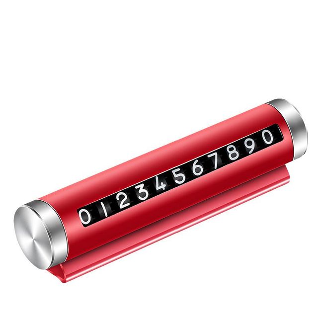 Universele Auto Telefoonnummer Plaat Tijdelijke Parkeerkaart Aluminium Stickers Draaien Park Stop Tijdelijke Parkeerkaart Auto Accessorie: Rood
