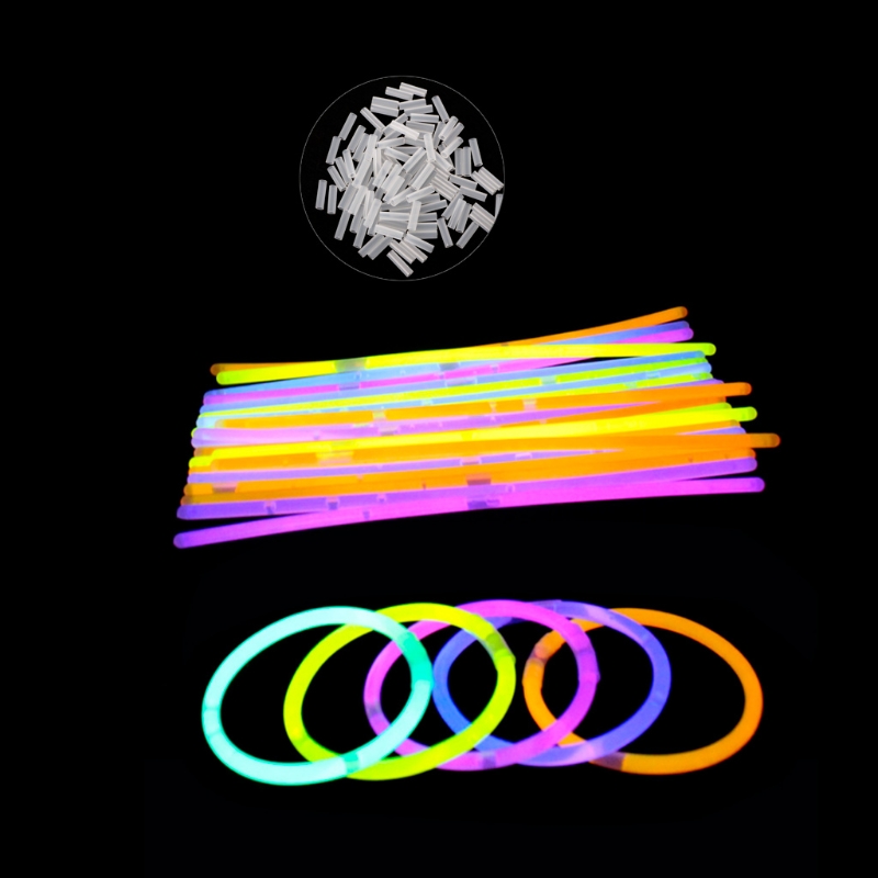 100pc Multi Luce di colore Spiedi incandescenza Fluorescenza Spiedi Bracciali Collane neon Rifornimenti Del Partito Decorazione Luminosa luce su giocattolo