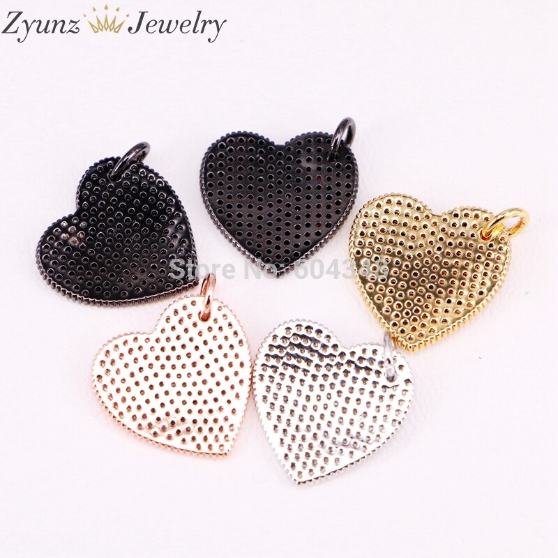 10 pçs strass forma de coração adorável de alta qualidade zircônia cúbica empedrada descobertas joias