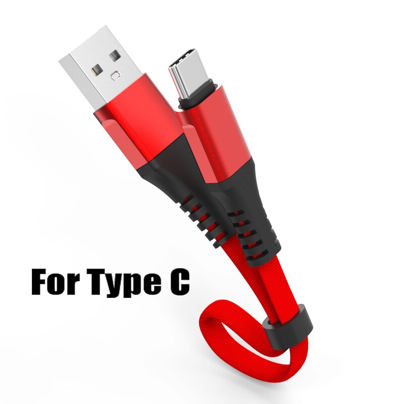 2.4A Snel Opladen Draagbare USB Kabel Type C Micro Kabel LED Nylon Gevlochten Type-C Korte USB Oplader Voor iphone XS 7 Samsung 0.3M: Type C USB Red