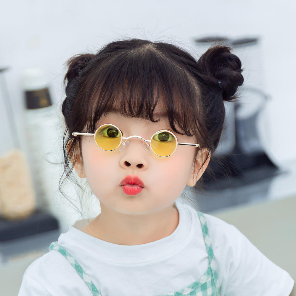Children Small Sized Frame Sunglasses Girls Round Glasses Frame Metal Punk Eyeglasses Kids Sun Glasses Boy Outdoor Eyewear