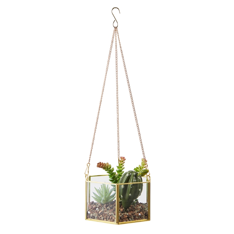 Terrario colgante moderno de cristal, terrario geométrico en forma hexagonal, soporte para clavel de aire, contenedor de pared, maceta para flor