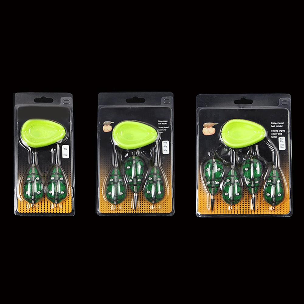 method feeder Fishing Feeder Quick Release Mould set Carp Terminal Tackle 4 Feeders and 2 Method Moulds 40g 50g 1 set
