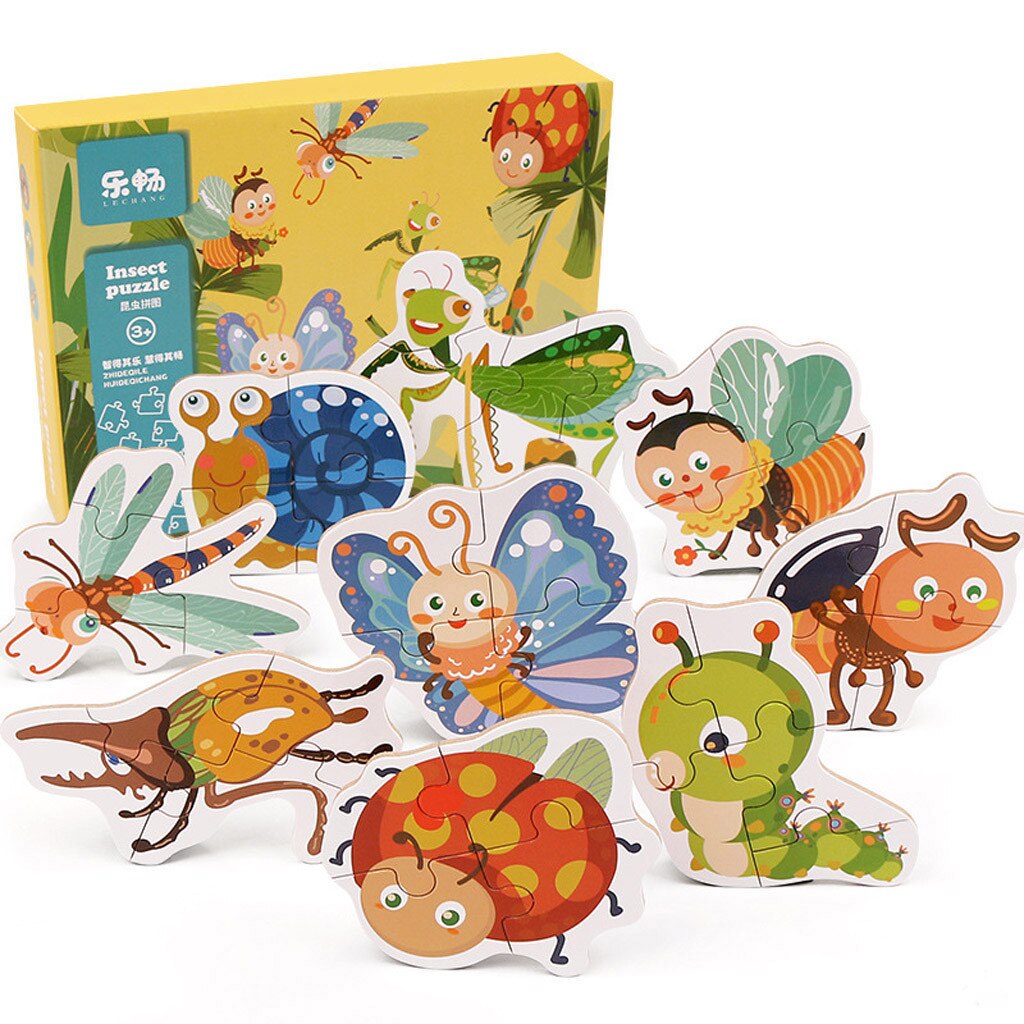 Houten 3D Puzzel Houten Speelgoed Voor Kinderen Montessori Speelgoed Puzzel Cartoon Dier Puzzel Kids Educatief Spel Blokken: A