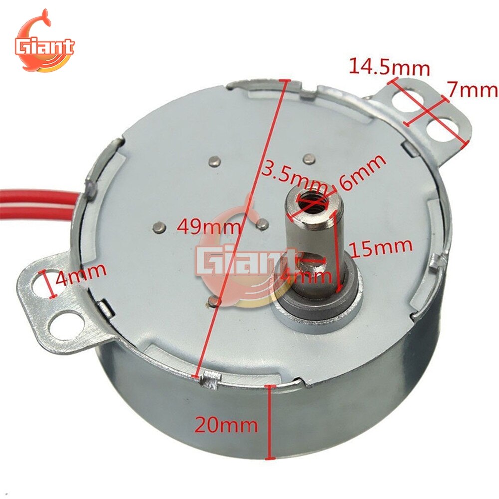 Pro TYC-50 AC 12V AC 220-240V 50/60Hz estable Motor síncrono 5/6RPM robusto par 4W CW/CCW para plataforma giratoria para microondas Fan